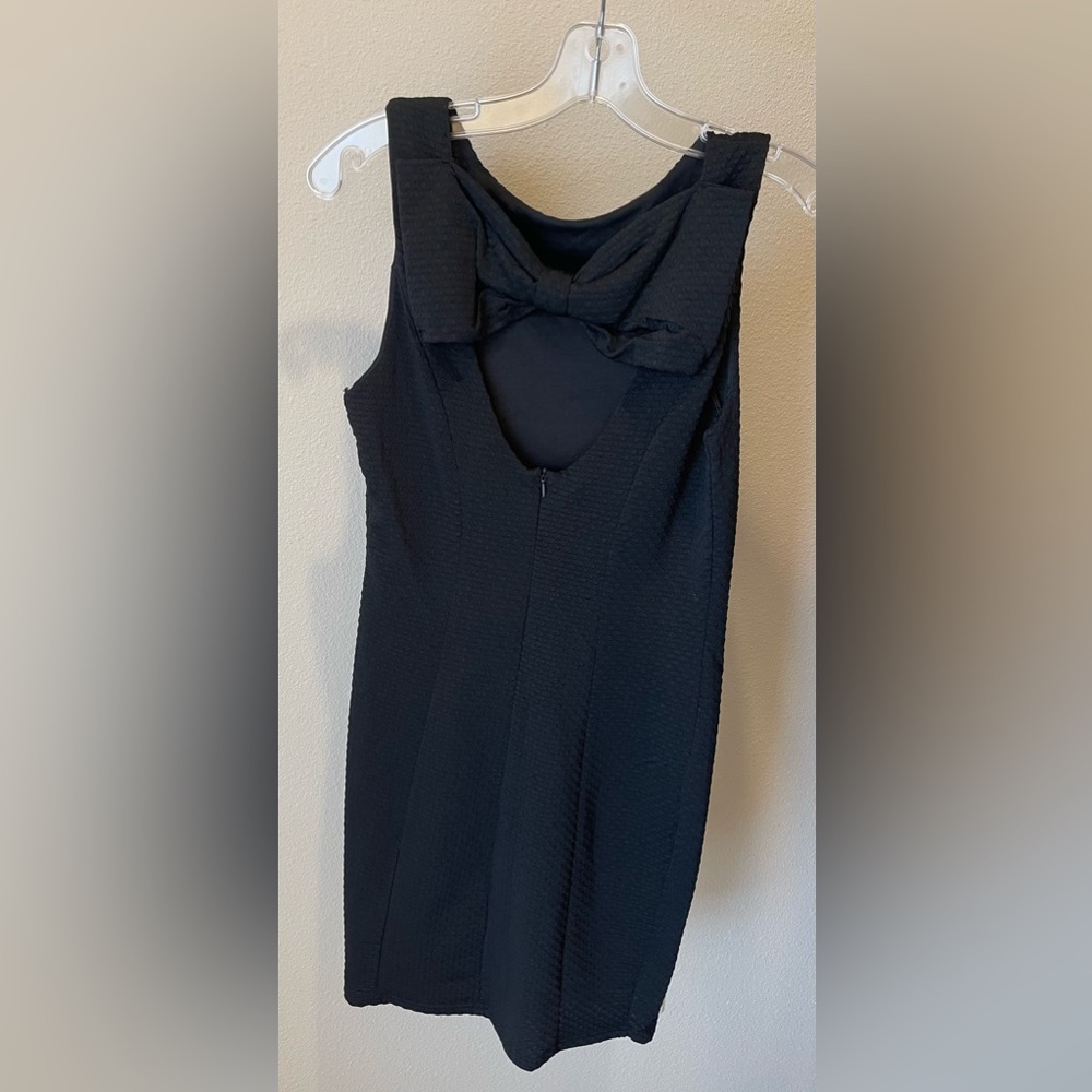 Iris Los Angeles Black Fitted Mini Dress with Bow Detail
